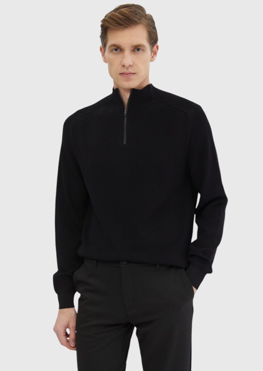 Black Knitwear Sweatshirt - 1