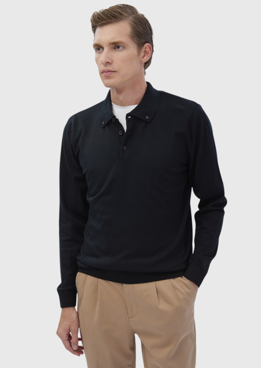 Black Knitwear Sweatshirt 