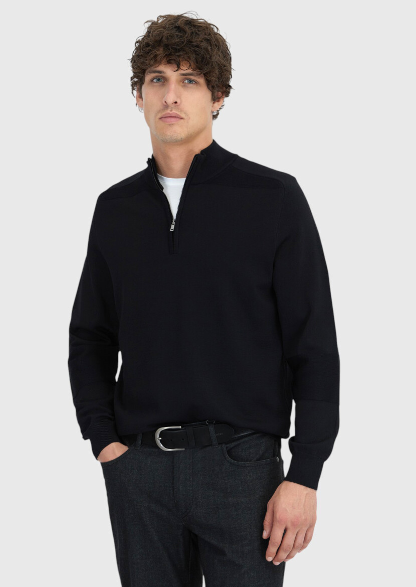 Black Knitwear Sweatshirt - 1