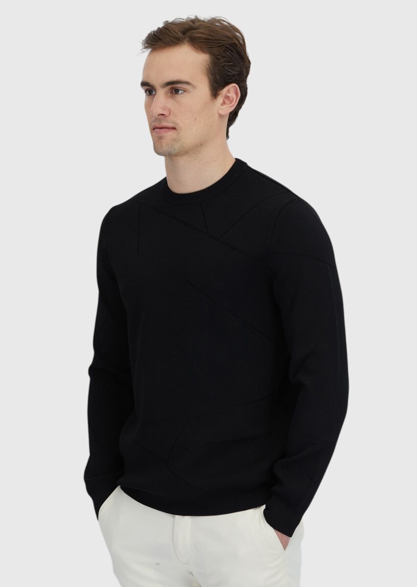 Black Knitwear Sweatshirt - 1