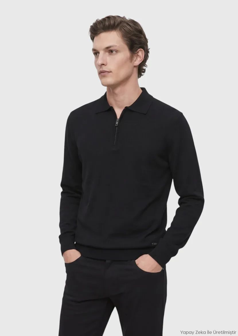 Black Knitwear Sweatshirt 