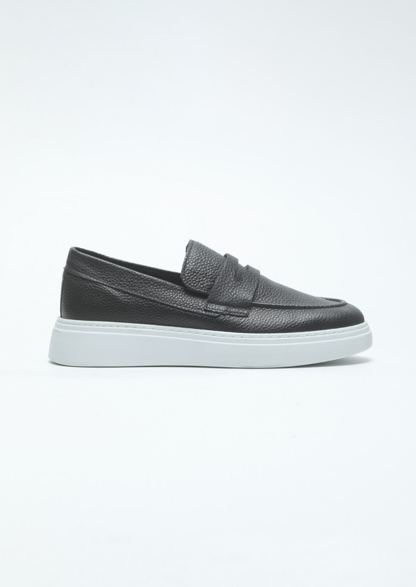 Black Leather Casual Loafer 