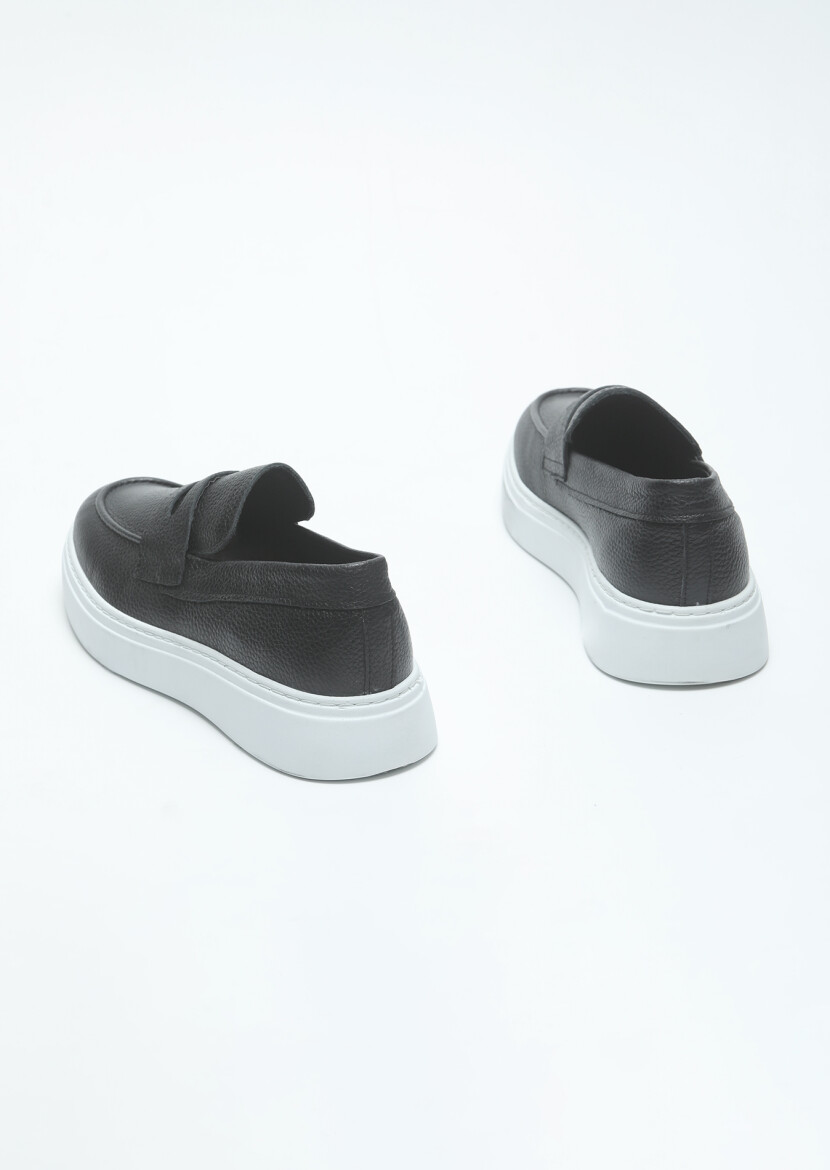 Black Leather Casual Loafer - 5
