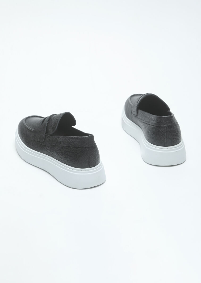 Black Leather Casual Loafer - 5