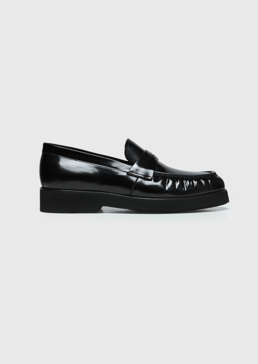 Black Leather Casual Loafer - 1