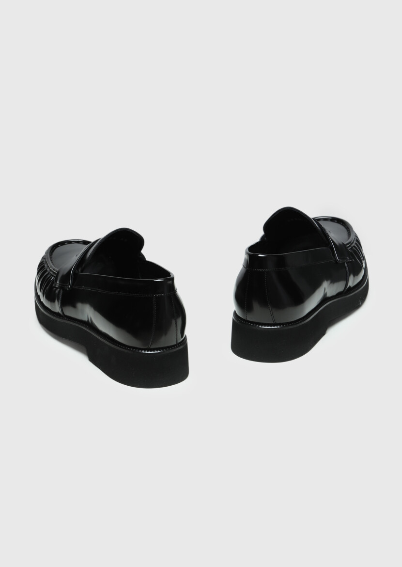 Black Leather Casual Loafer - 5