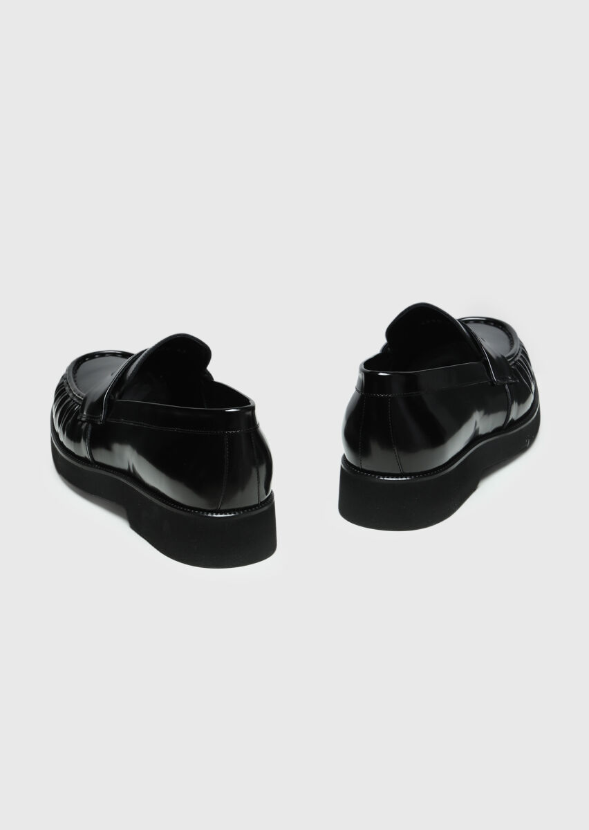 Black Leather Casual Loafer - 5