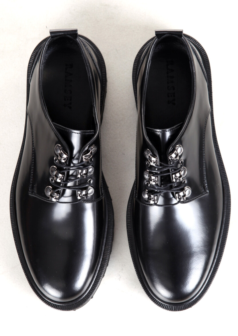 Black Leather Casual Shoes - 5