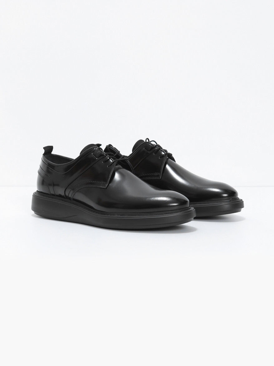 Black Leather Casual Shoes - 2