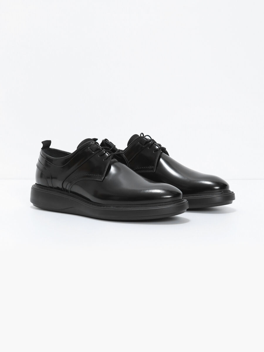 Black Leather Casual Shoes - 2