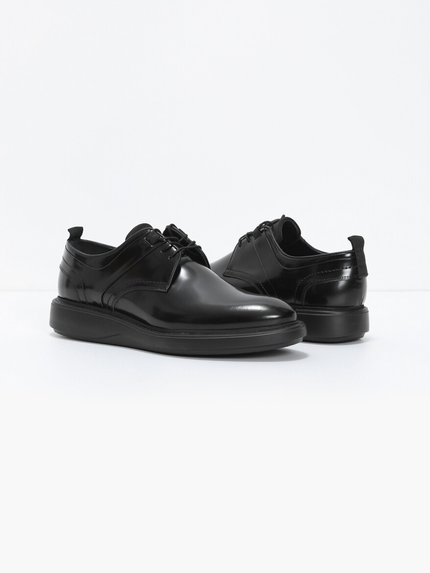 Black Leather Casual Shoes - 3