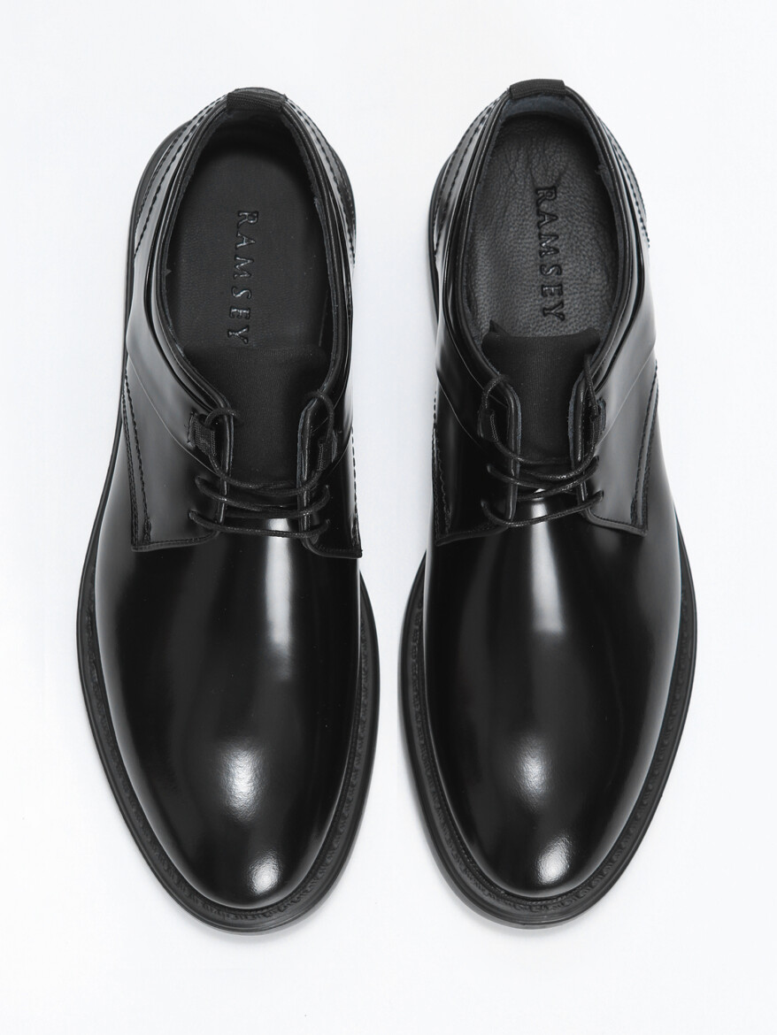 Black Leather Casual Shoes - 5