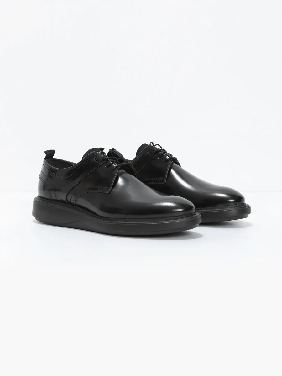 Black Leather Casual Shoes - 2