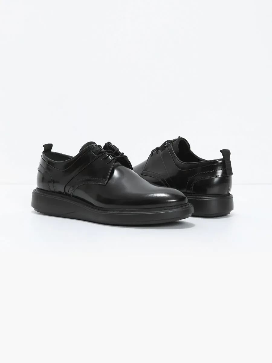 Black Leather Casual Shoes - 3