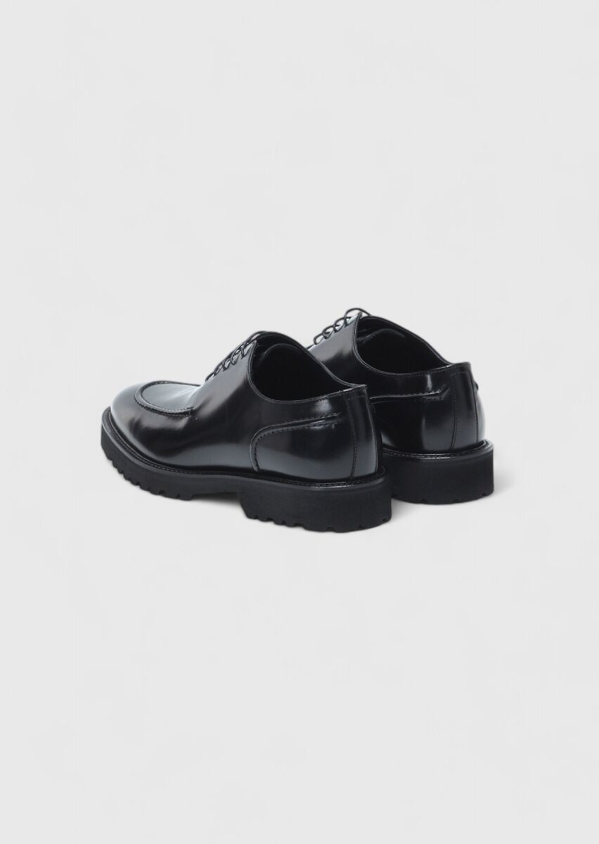 Black Leather Casual Shoes - 4