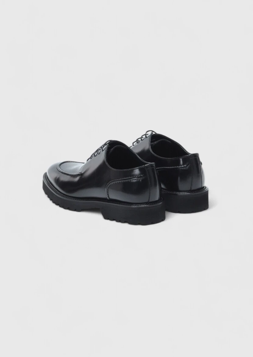 Black Leather Casual Shoes - 4