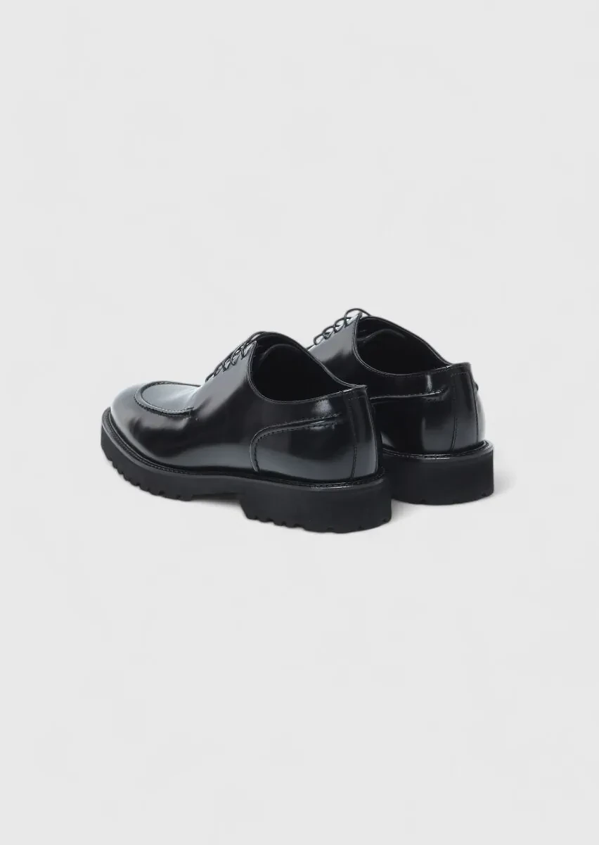 Black Leather Casual Shoes - 4
