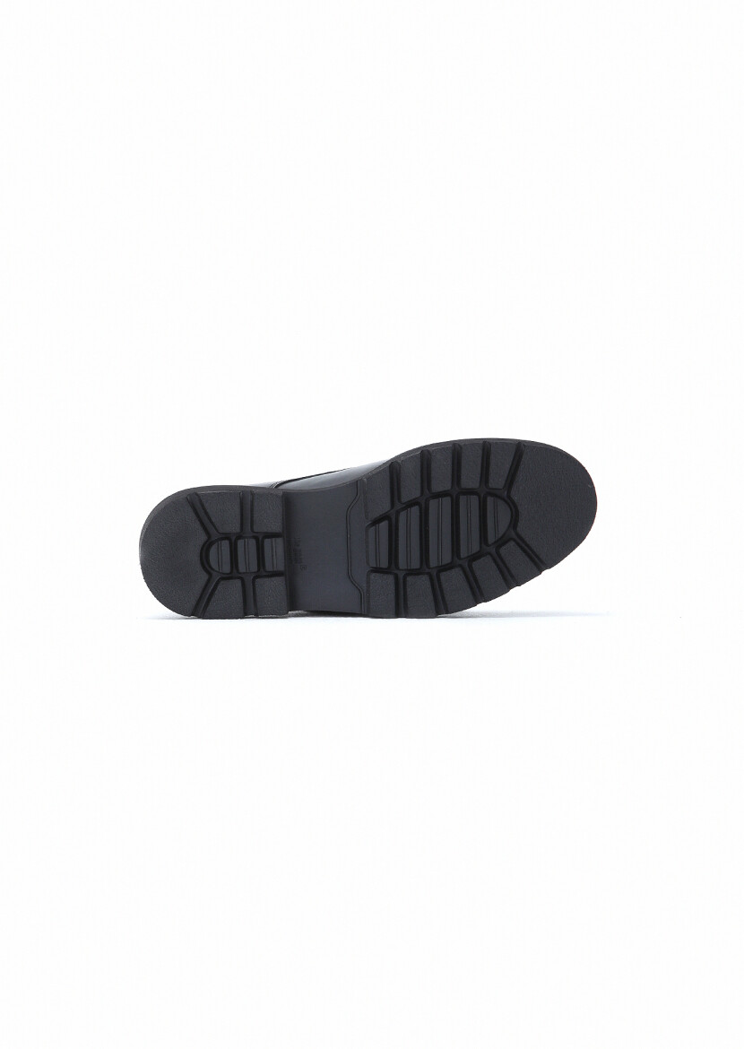 Black Leather Casual Shoes - 5