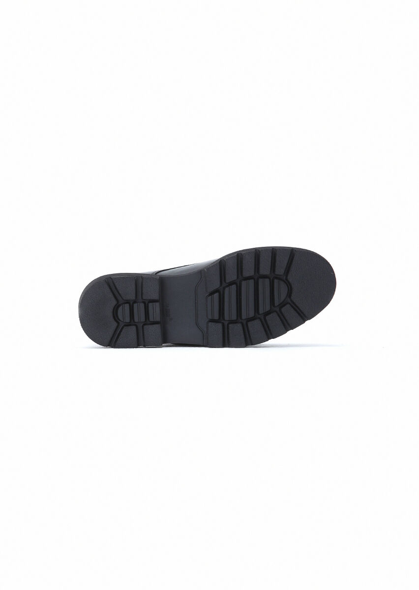 Black Leather Casual Shoes - 5