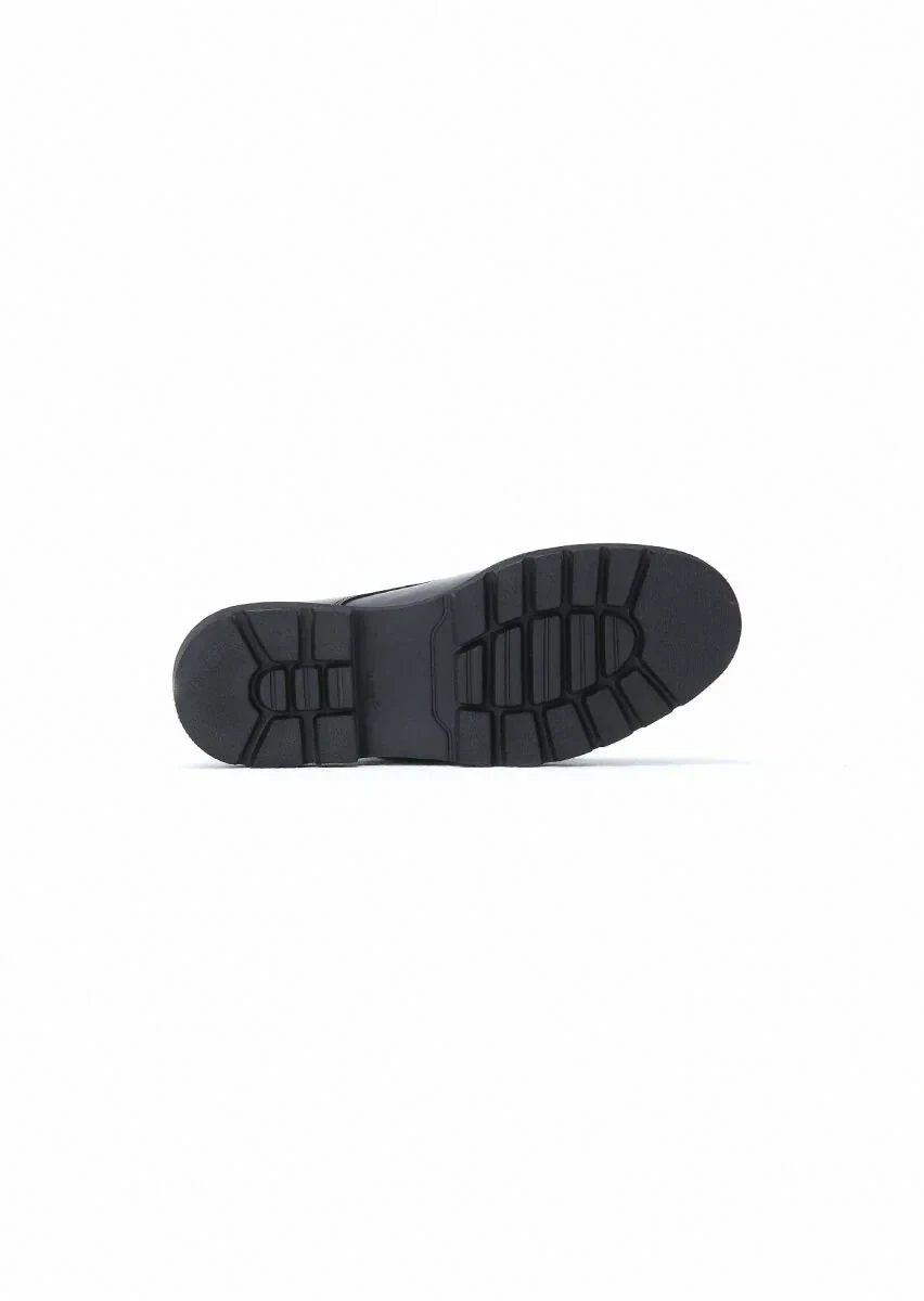 Black Leather Casual Shoes - 5