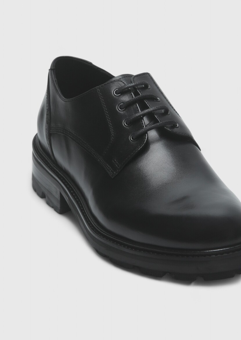 Black Leather Casual Shoes - 2