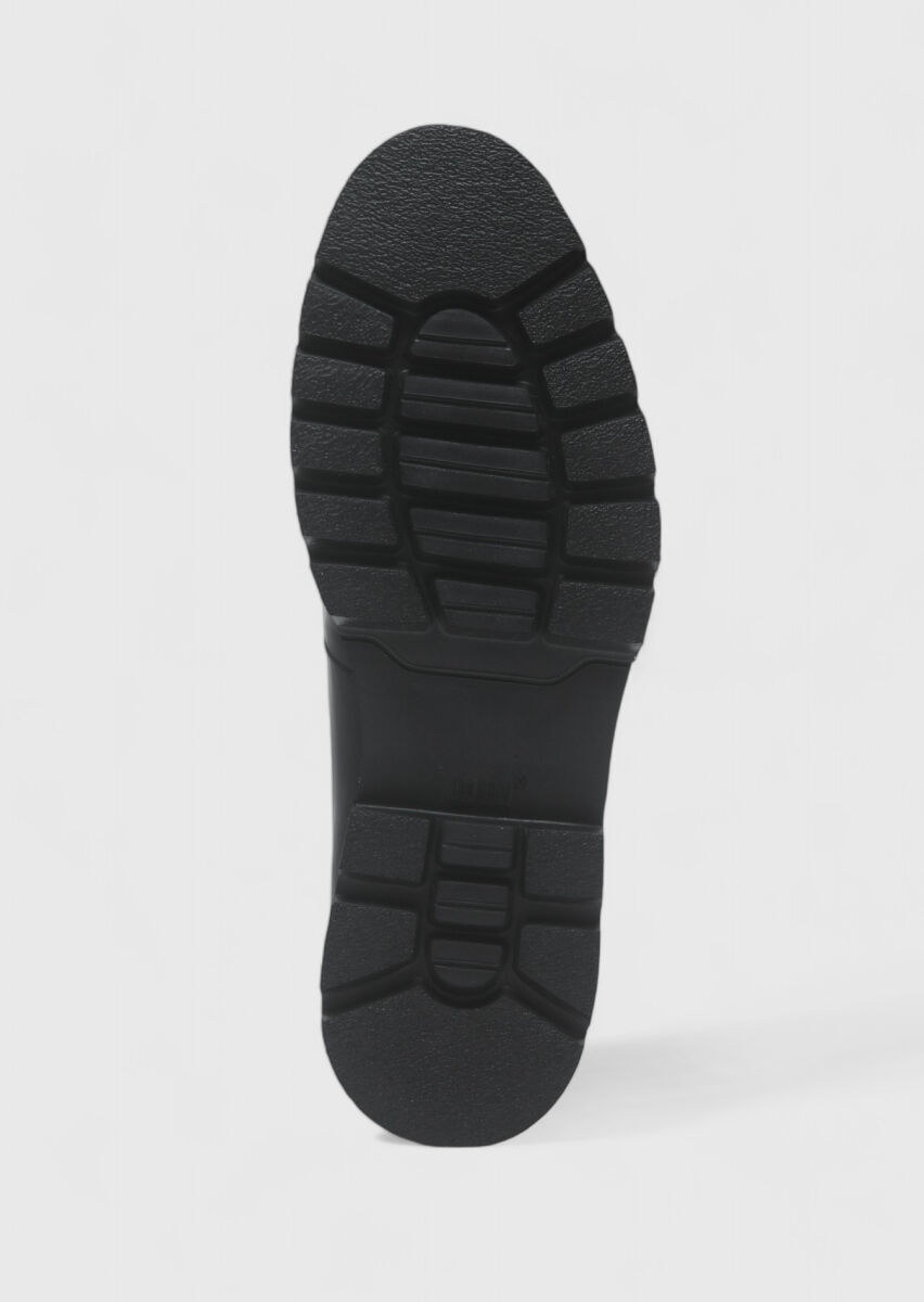 Black Leather Casual Shoes - 4