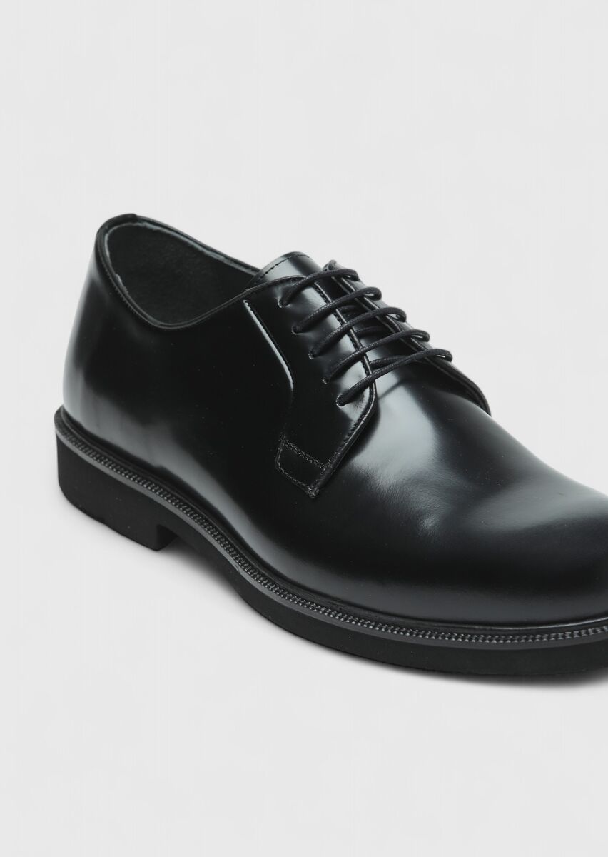 Black Leather Casual Shoes - 2