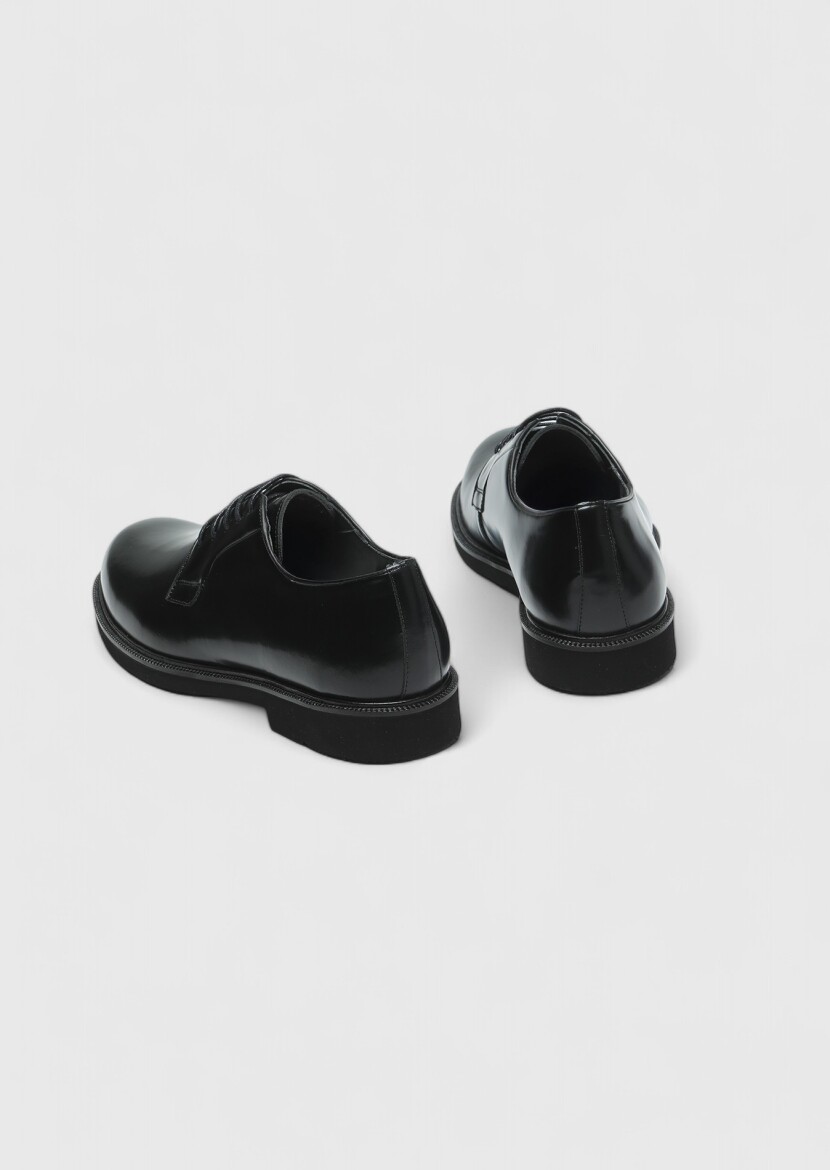 Black Leather Casual Shoes - 5