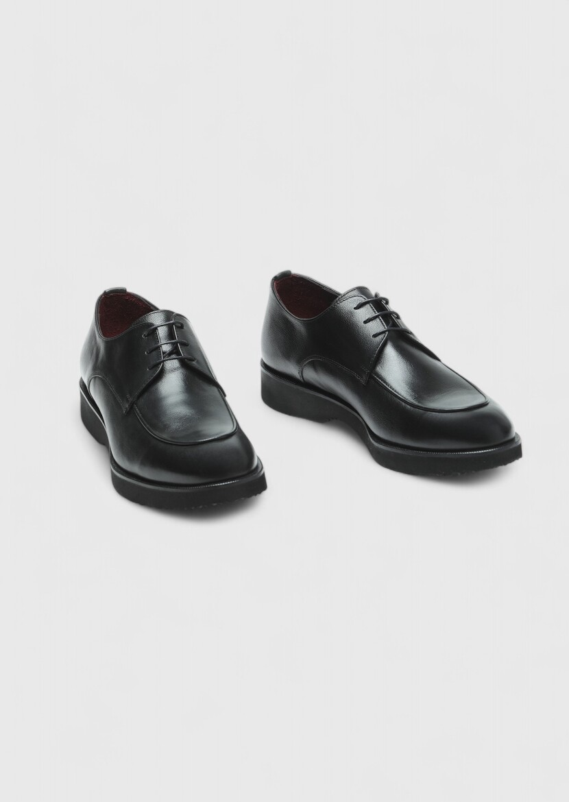 Black Leather Casual Shoes - 3