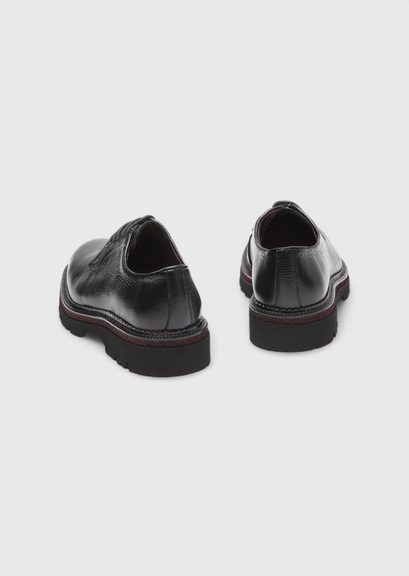 Black Leather Casual Shoes - 5