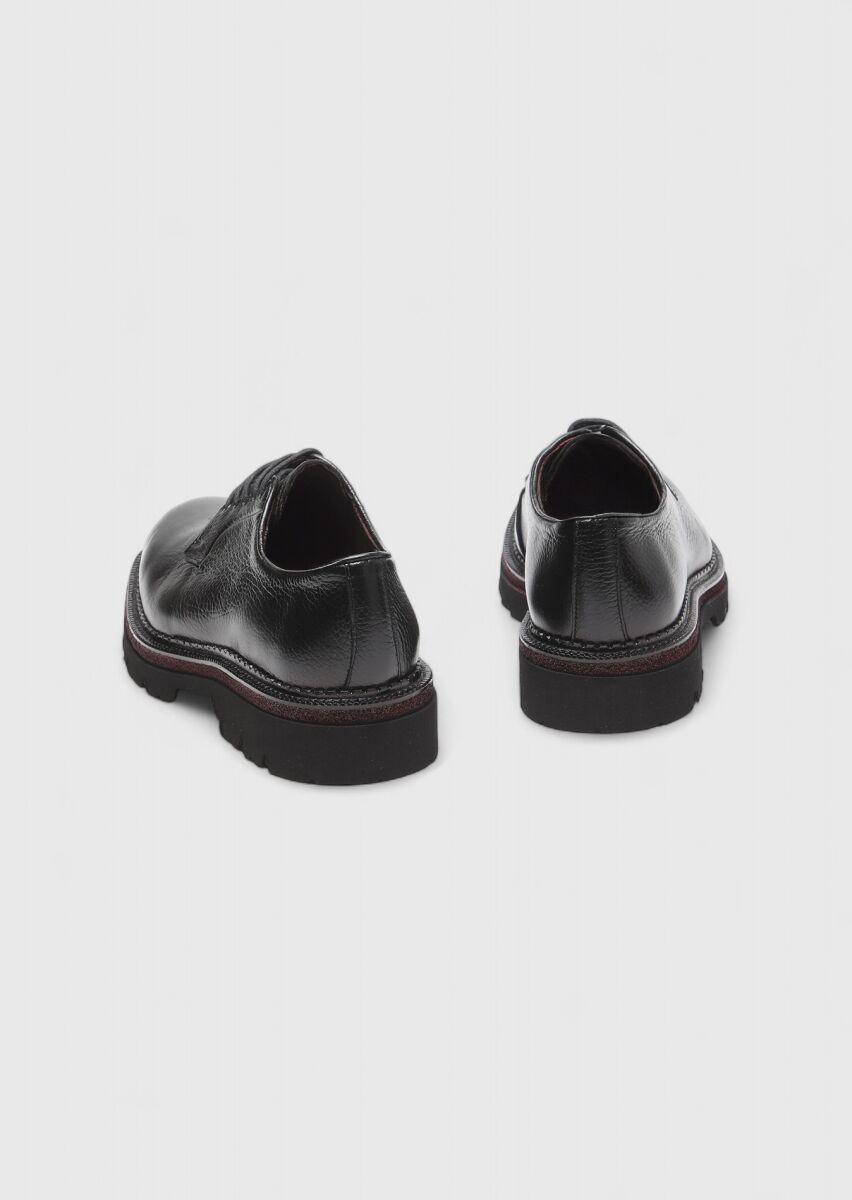 Black Leather Casual Shoes - 5