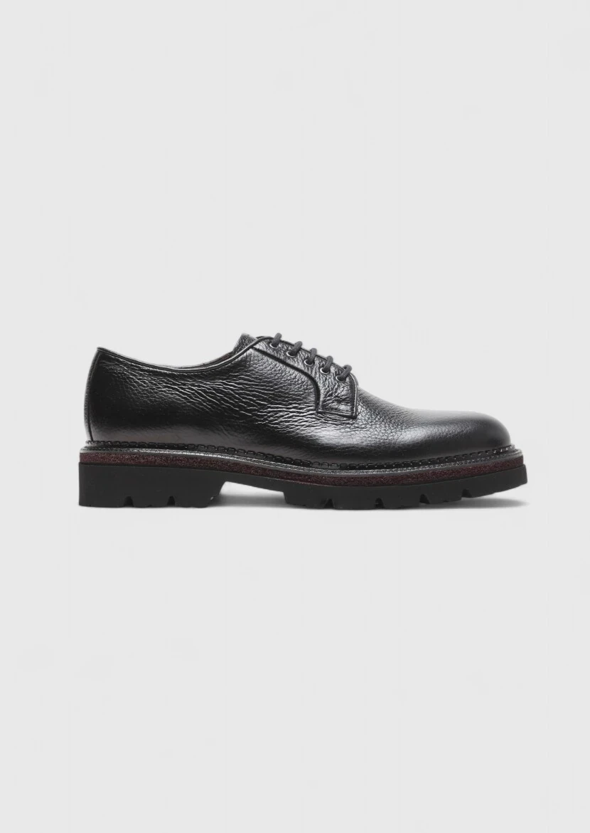 Black Leather Casual Shoes - 1