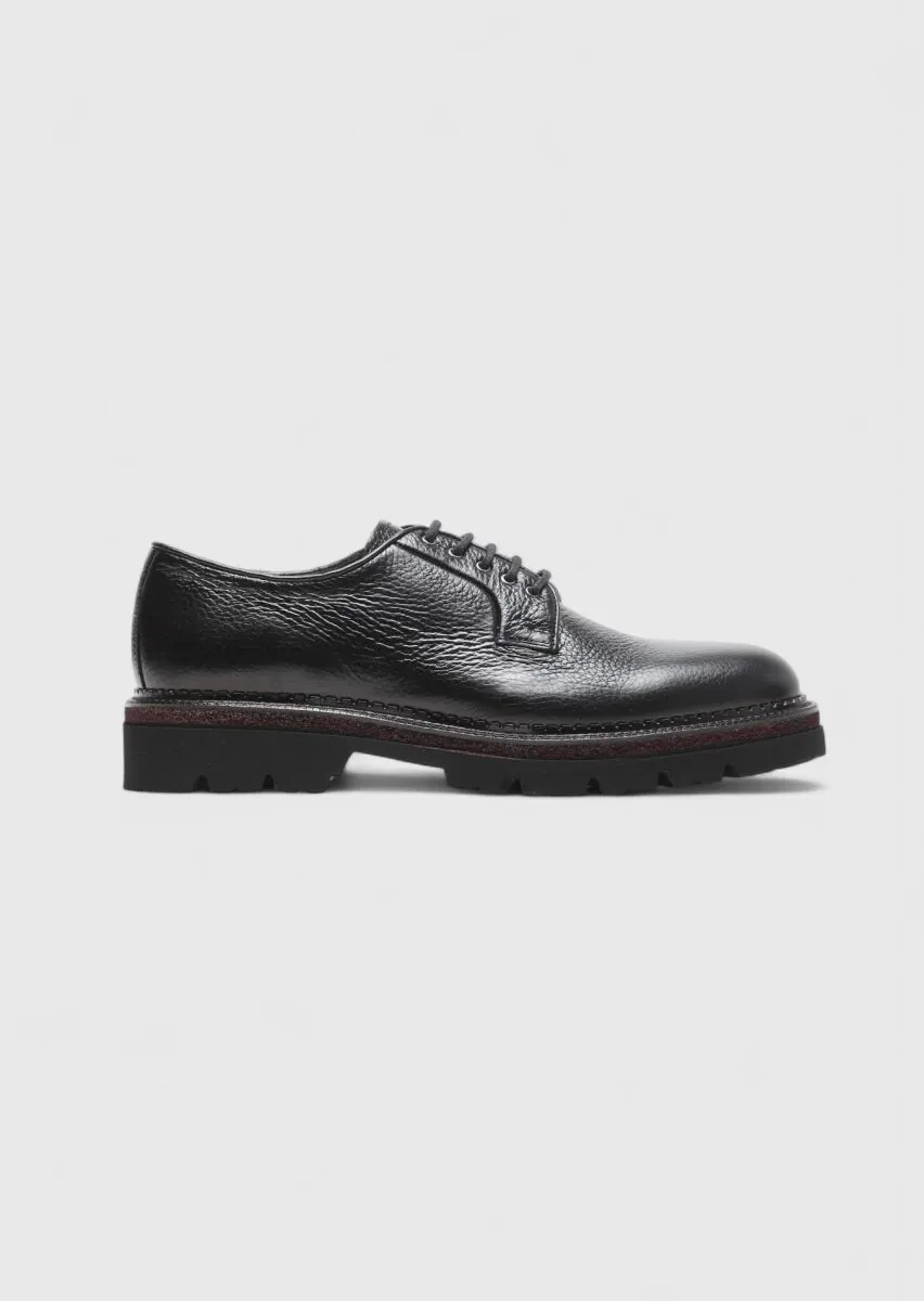 Black Leather Casual Shoes - 1