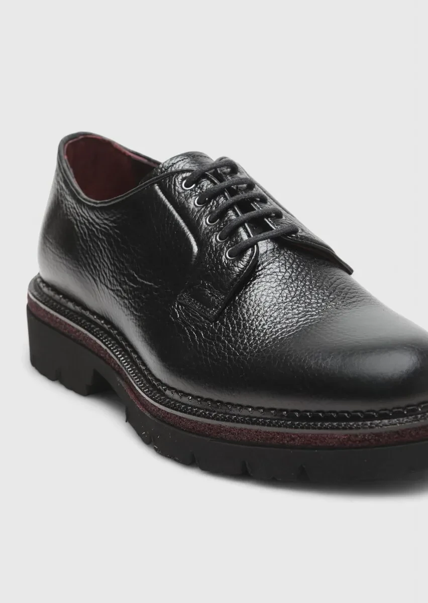 Black Leather Casual Shoes - 2