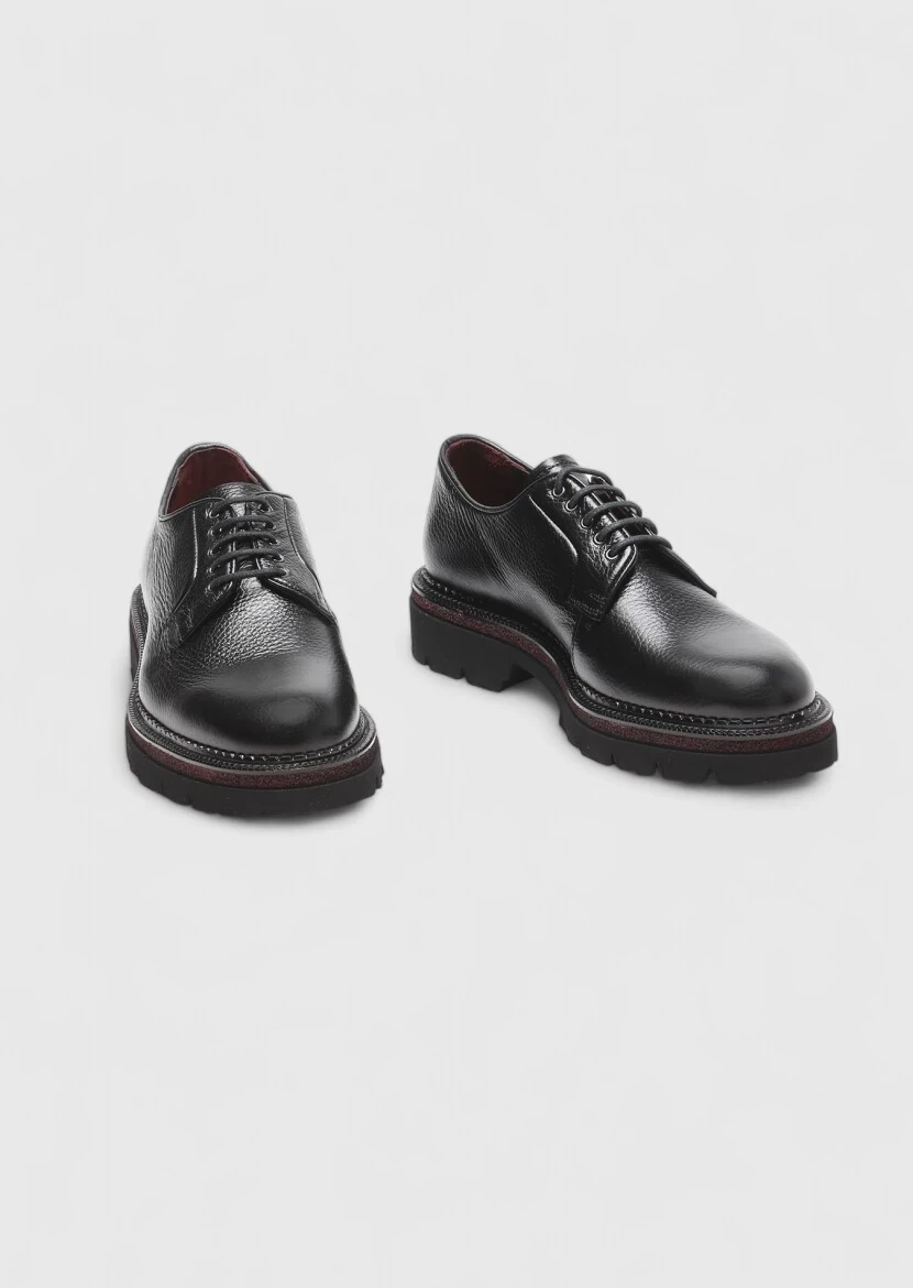 Black Leather Casual Shoes - 3