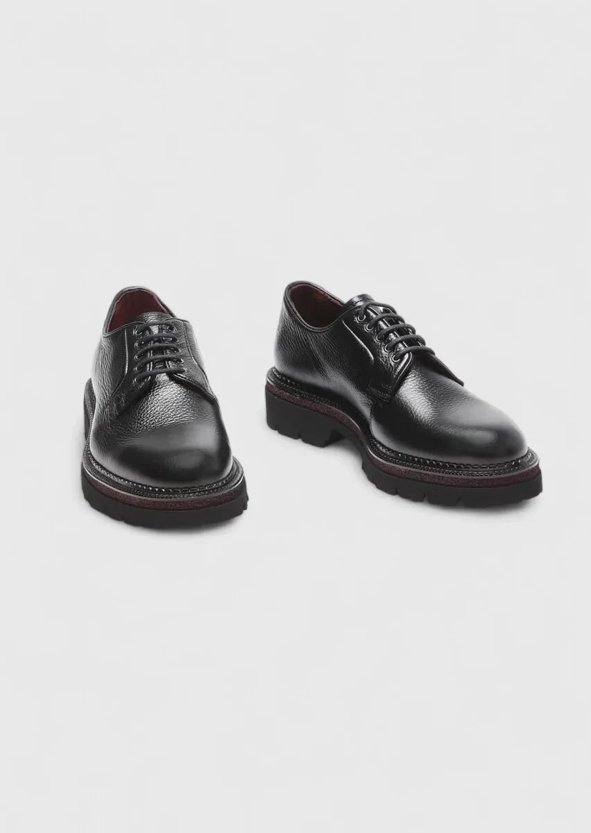 Black Leather Casual Shoes - 3