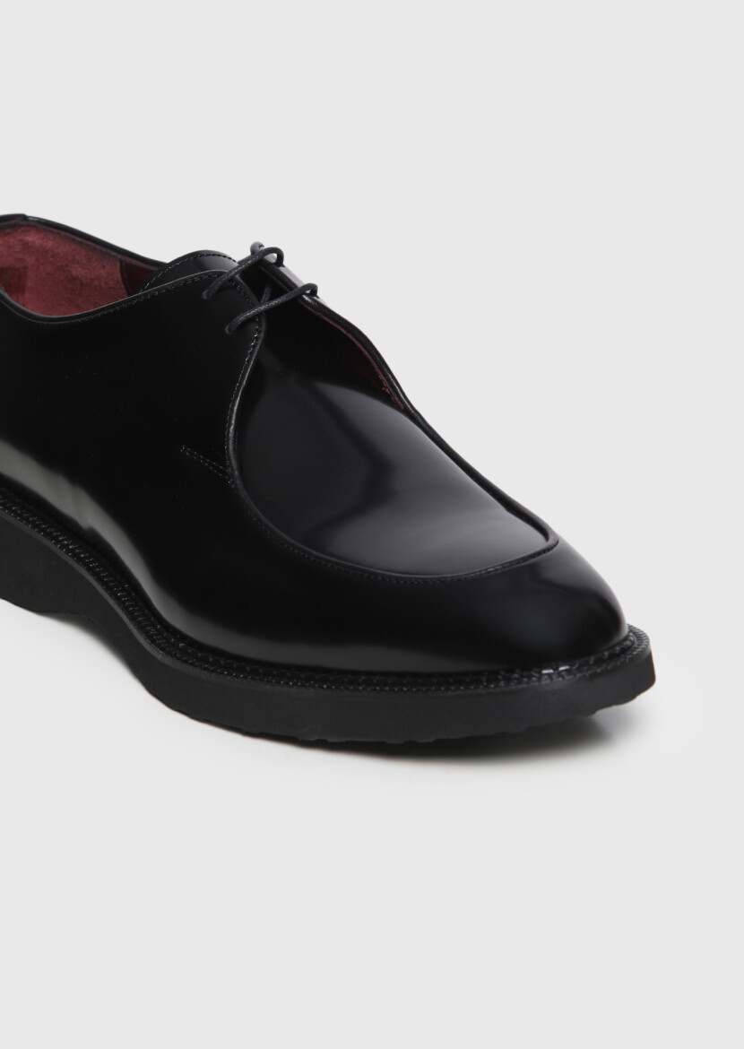 Black Leather Casual Shoes - 2