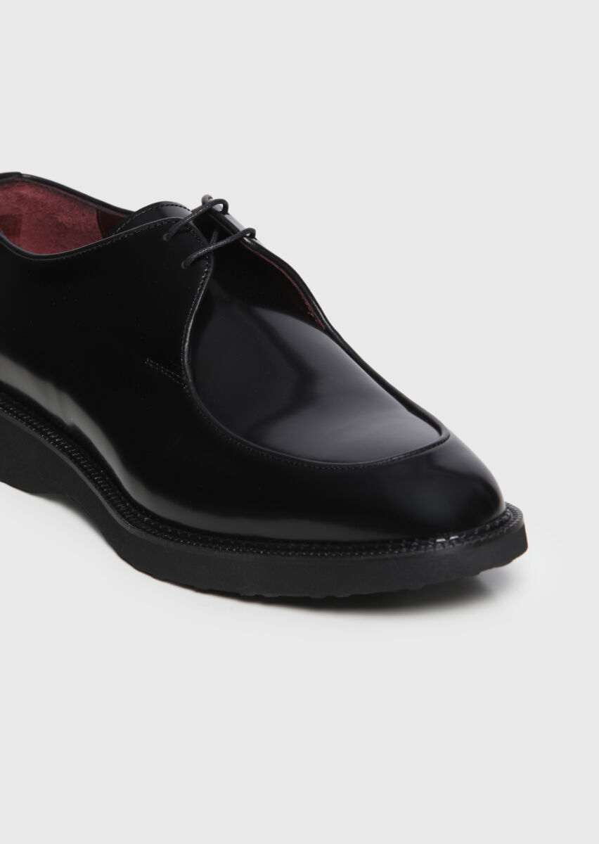 Black Leather Casual Shoes - 2