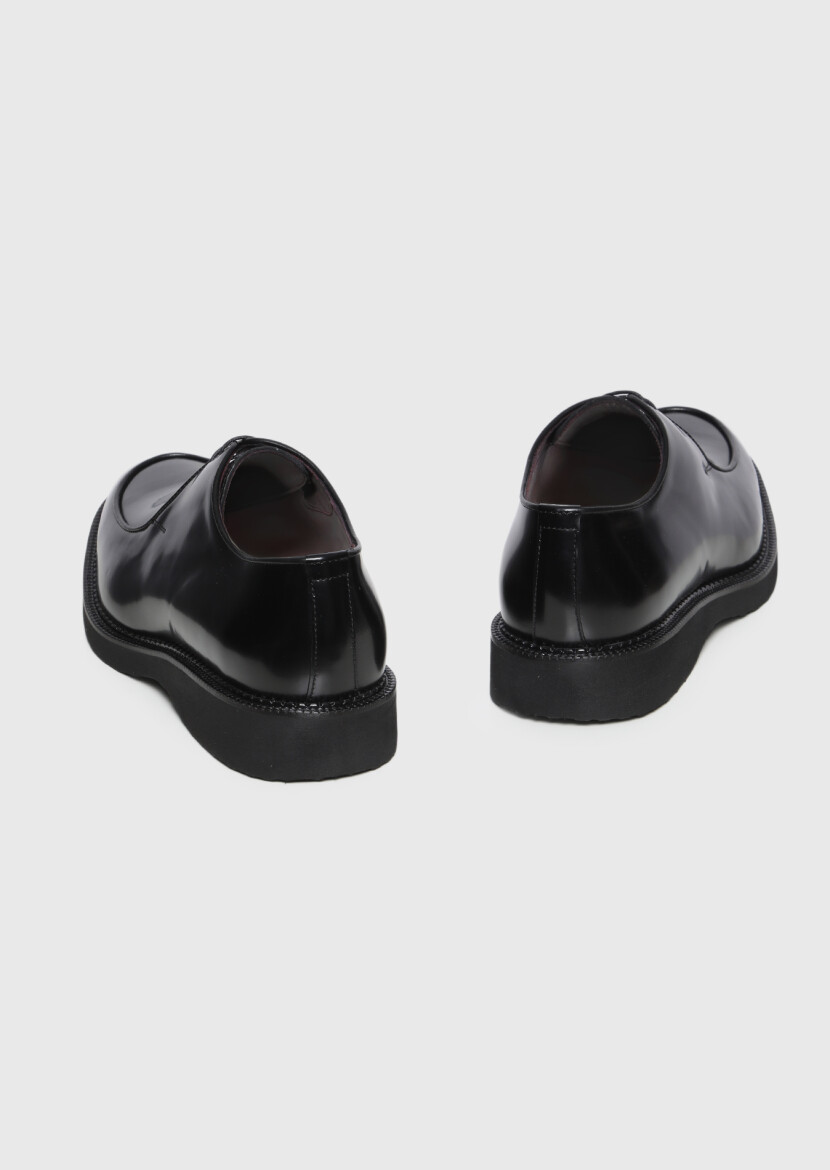 Black Leather Casual Shoes - 5