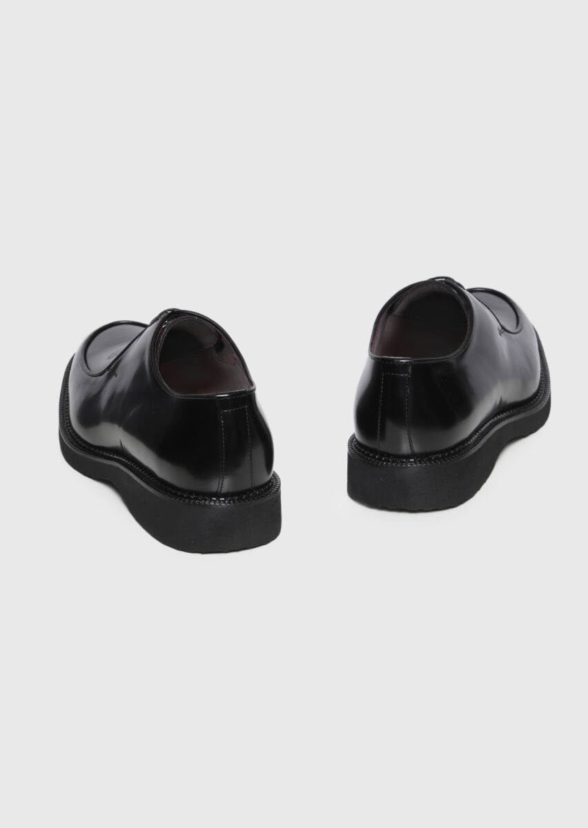 Black Leather Casual Shoes - 5