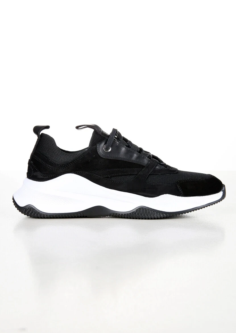 Black Leather Casual Sneaker - 1