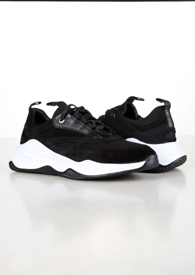 Black Leather Casual Sneaker - 3