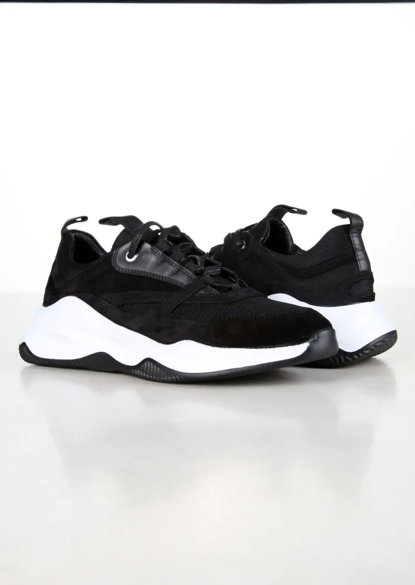 Black Leather Casual Sneaker - 3