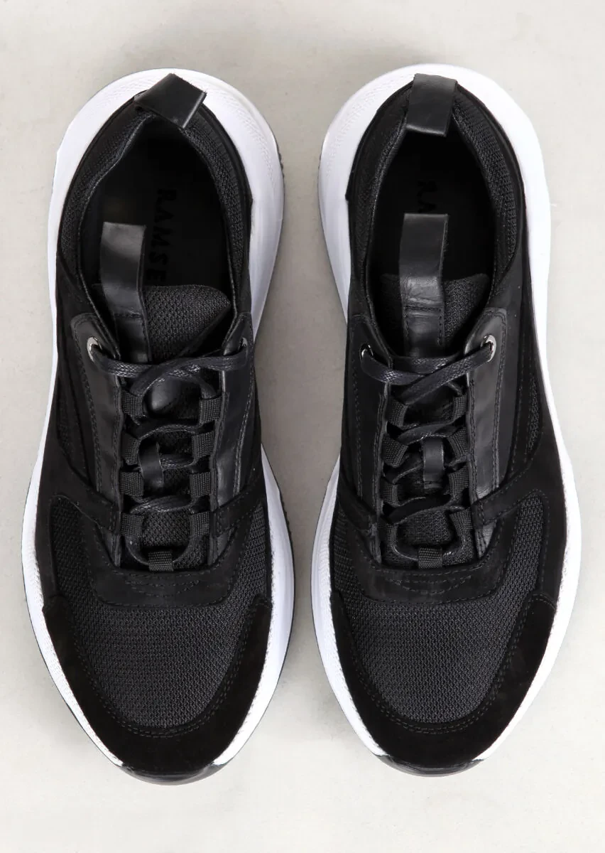 Black Leather Casual Sneaker - 5