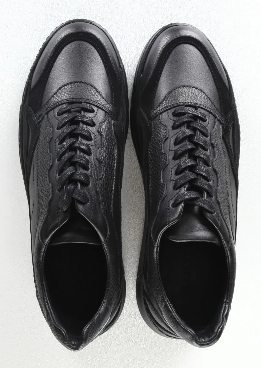 Black Leather Casual Sneaker - 5