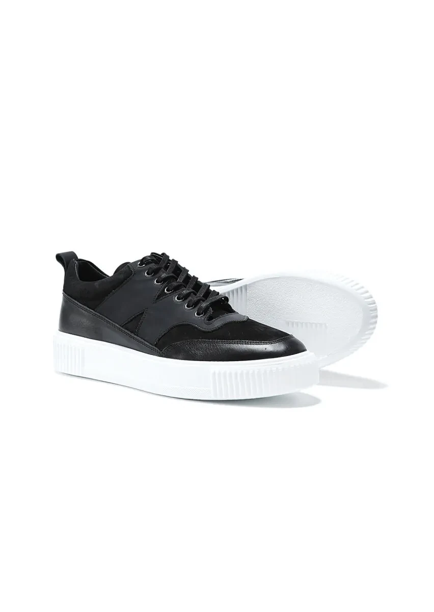 Black Leather Casual Sneaker - 4