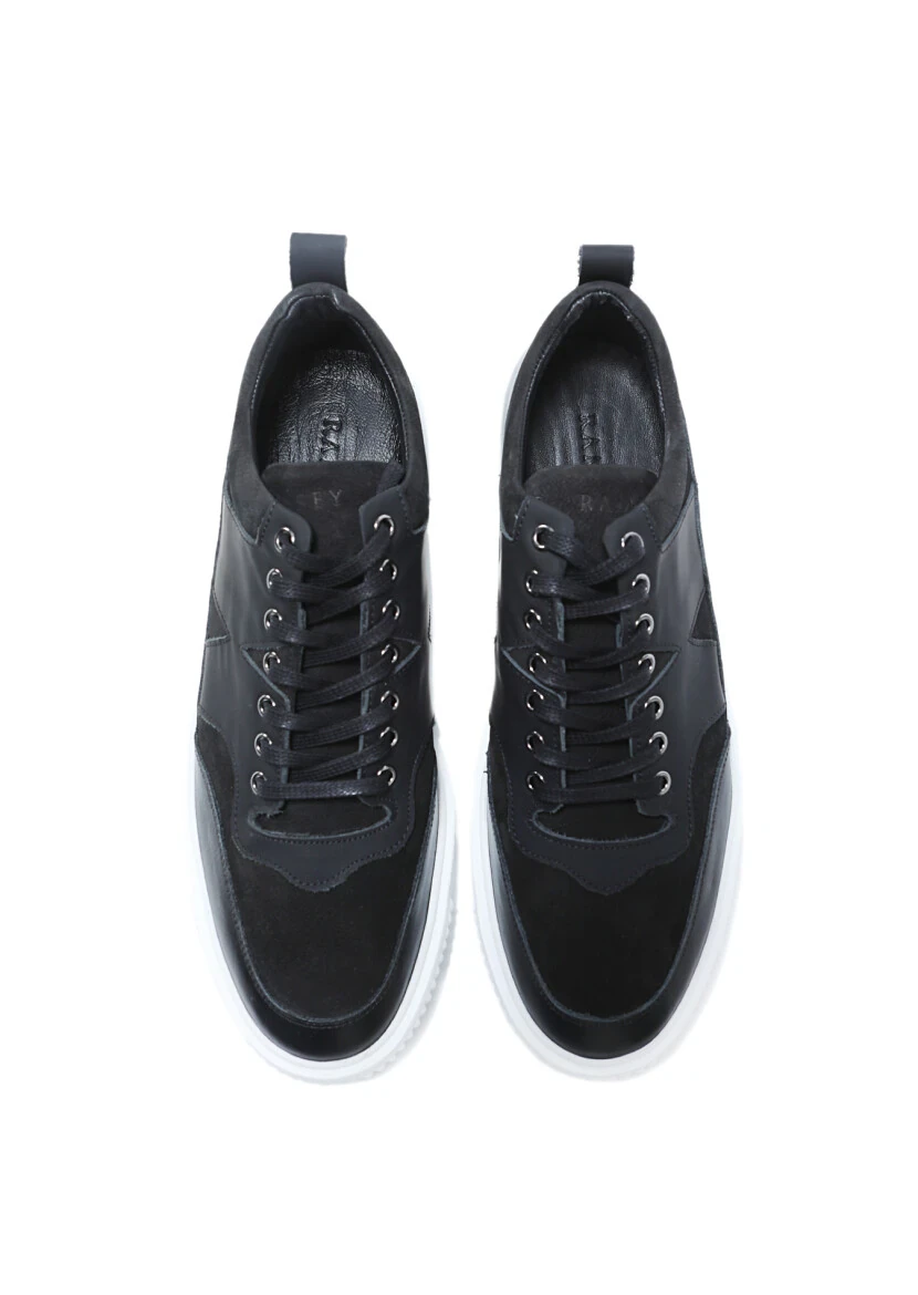 Black Leather Casual Sneaker - 5