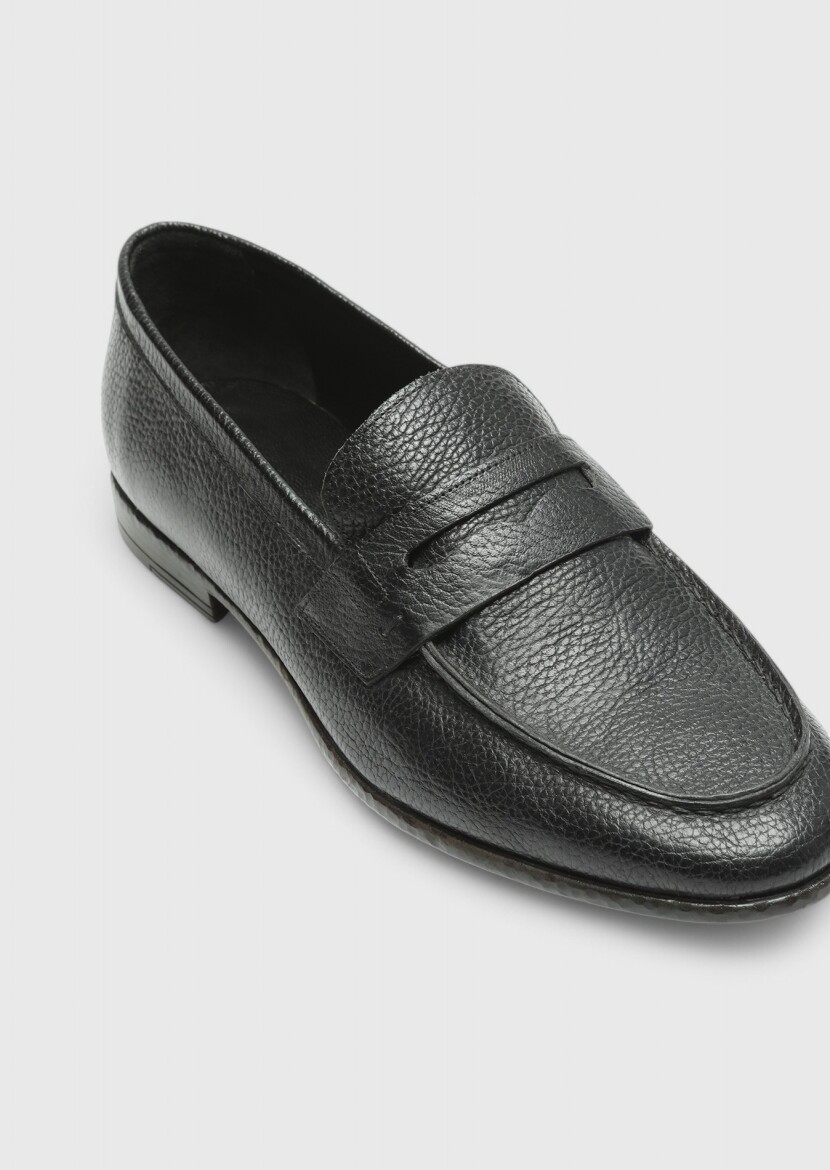 Black Leather Classical Loafer - 2