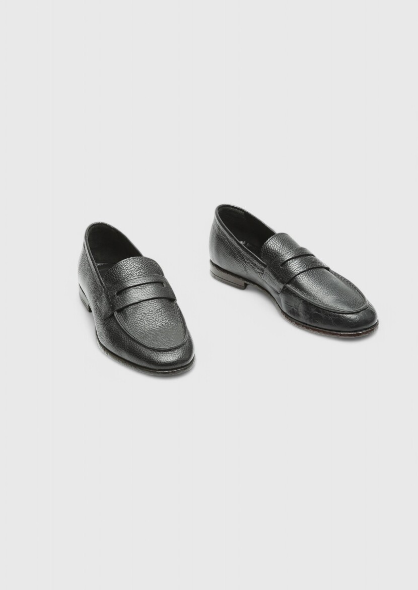 Black Leather Classical Loafer - 3