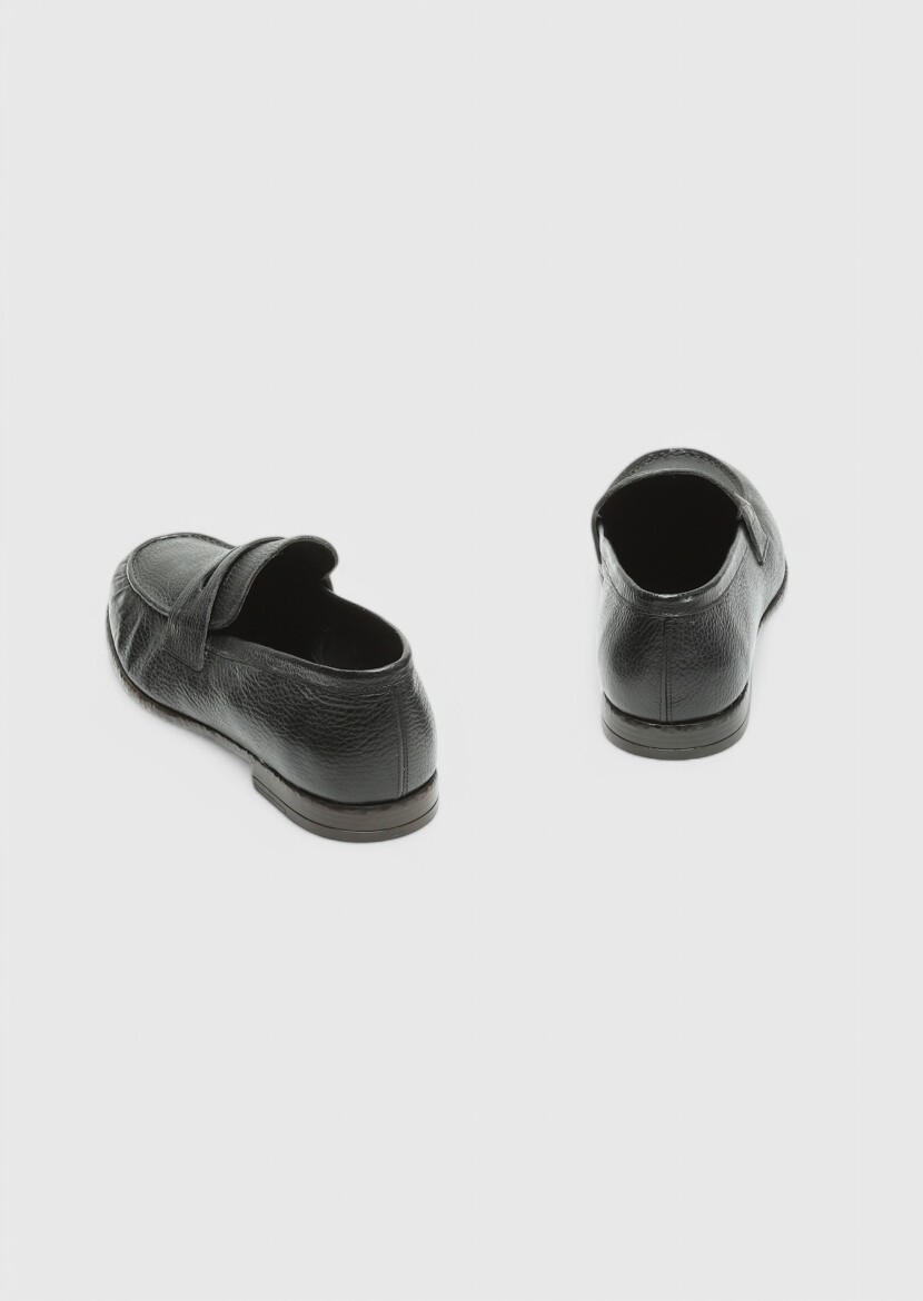 Black Leather Classical Loafer - 5